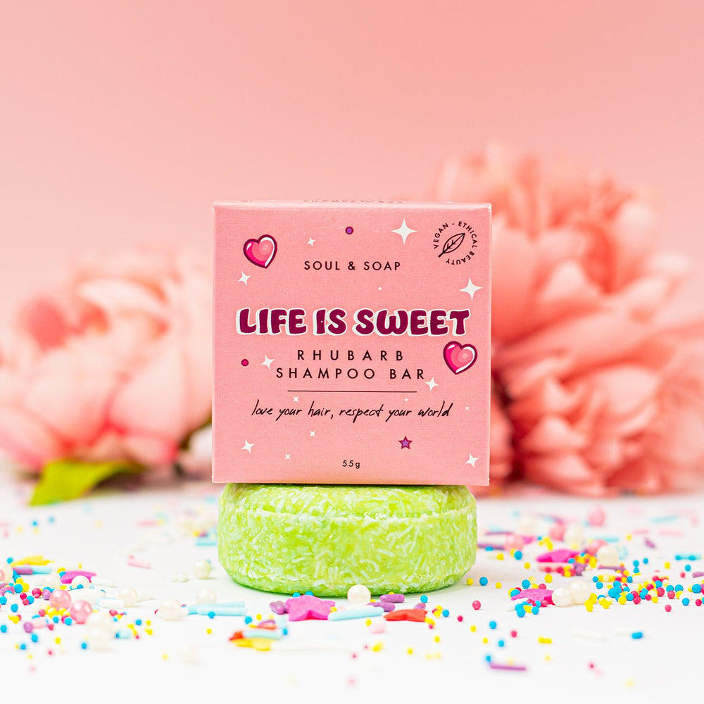 Life Is Sweet Shampoo Bar For All Hair Types - Vegan. Rhubarb Scented