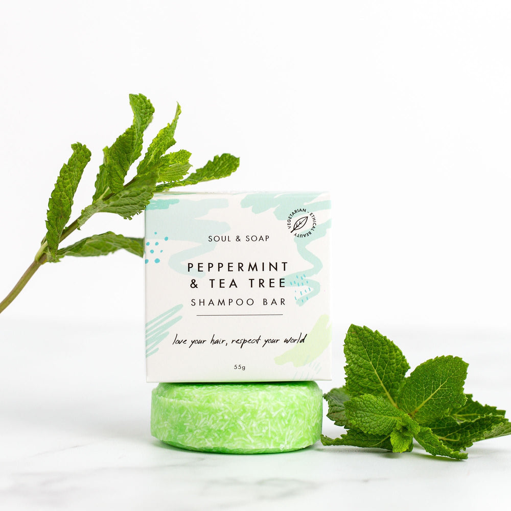 Peppermint & Tea Tree Solid Shampoo Bar - Vegan